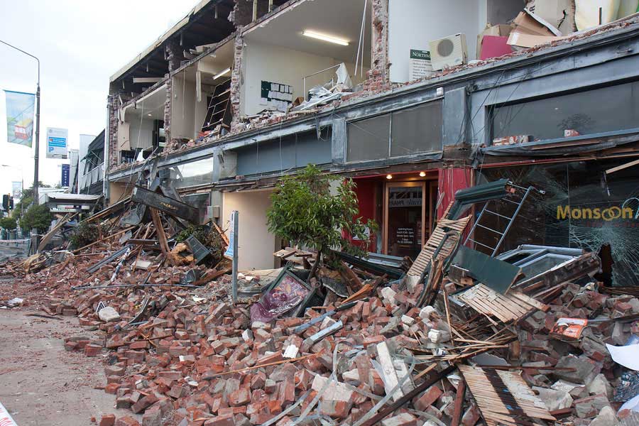 Building damaged by earthquake
