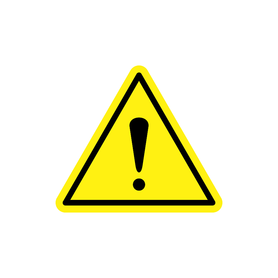 Black exclamation point in a yellow triangle indicating importance