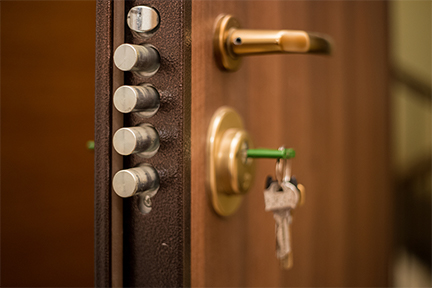 Keys in the lock of the door