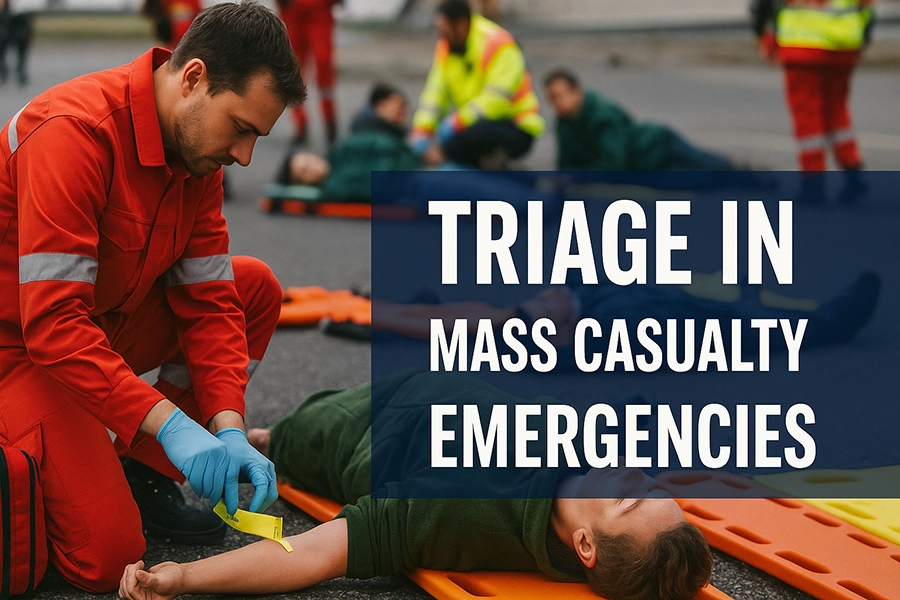 Who's Next Mass Casualty Triage An emergency triage scene during a mass casualty incident.