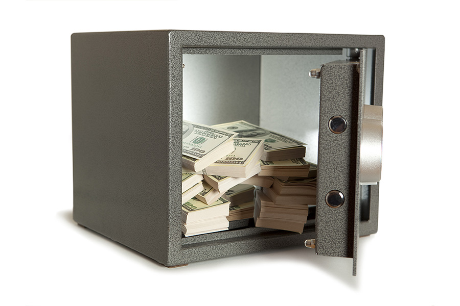 open safe with cash inside